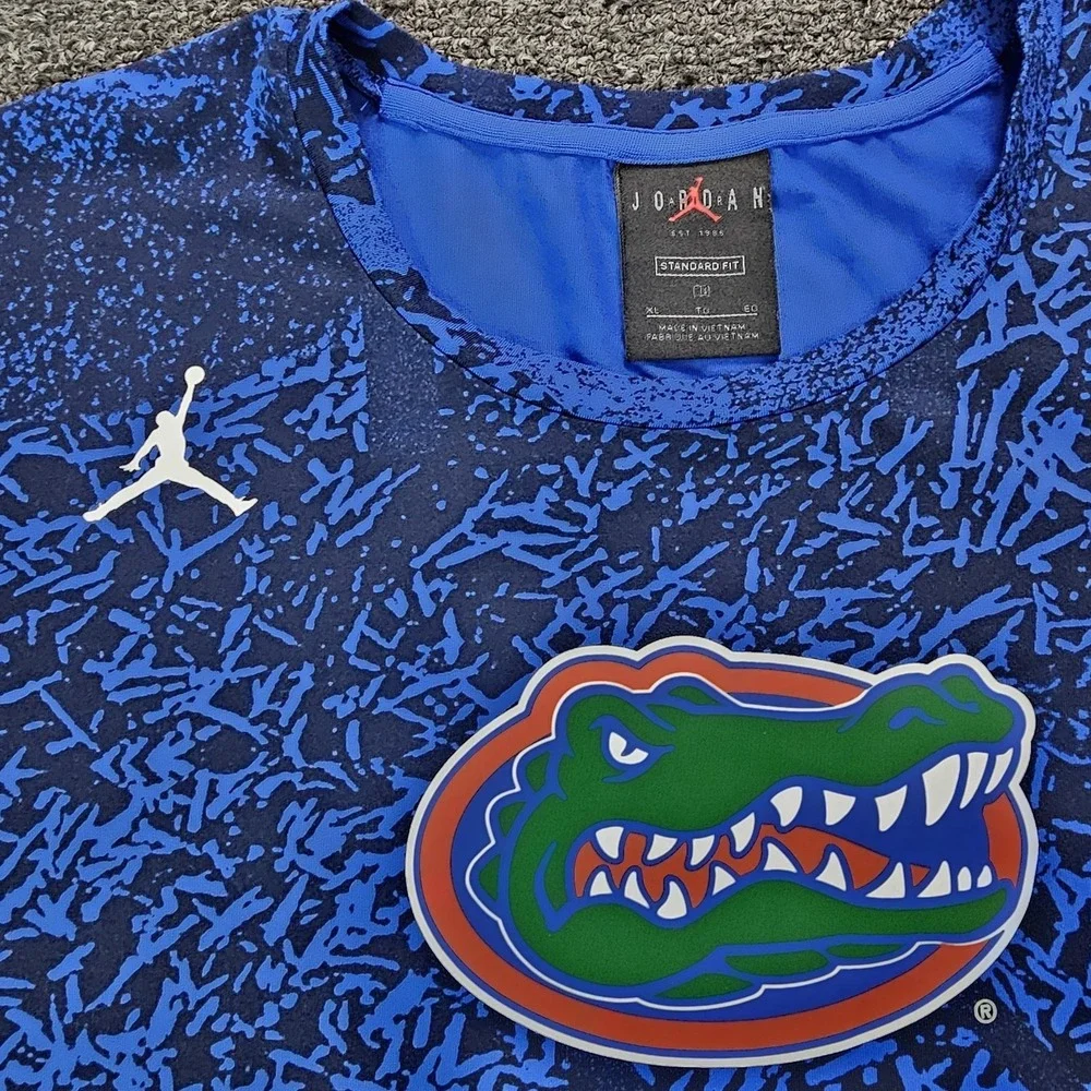 Jordan Florida Gators Shirt Men XL Blue NCAA Football AOP Long Sleeve University